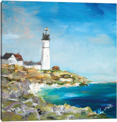 Lighthouse on the Rocky Shore I Canvas Art Print - Julie Derice