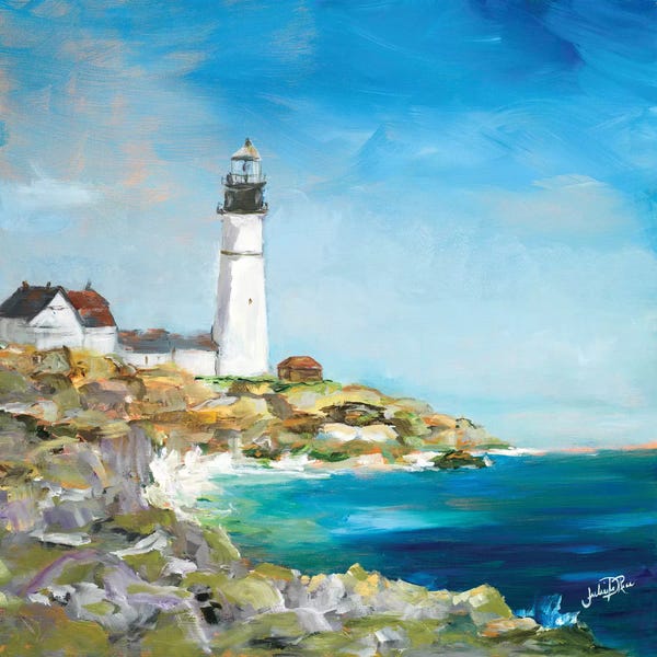 Lighthouses: Lighthouse on the Rocky Shore I by Julie Derice