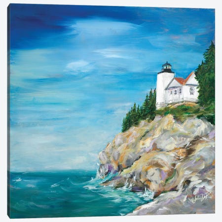Lighthouse on the Rocky Shore II Canvas Print #DRC35} by Julie Derice Canvas Art