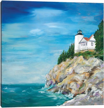 Lighthouse on the Rocky Shore II Canvas Art Print - Julie Derice