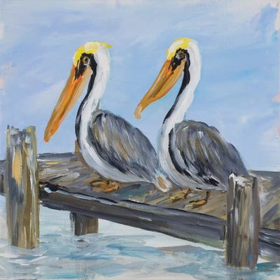 Pelicans on Deck by Julie Derice framed wall art