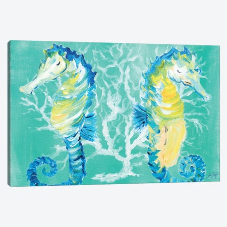 Seahorses on Coral Canvas Print #DRC50} by Julie Derice Canvas Print