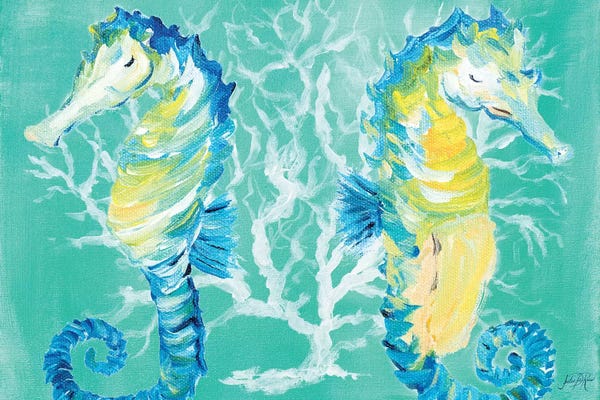 Kids Ocean Life Art: Seahorses on Coral by Julie Derice