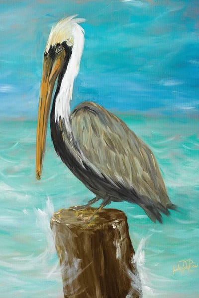 Nautical Décor: Single Pelican on Post by Julie Derice