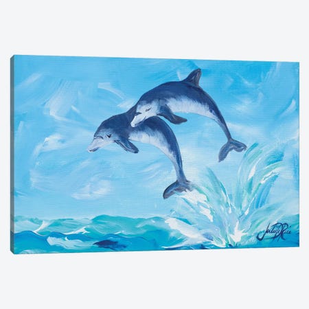 Soaring Dolphins I Canvas Print #DRC52} by Julie Derice Canvas Art Print