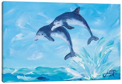 Soaring Dolphins I Canvas Art Print - Julie Derice