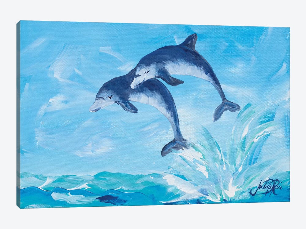 Soaring Dolphins I by Julie Derice 1-piece Canvas Art