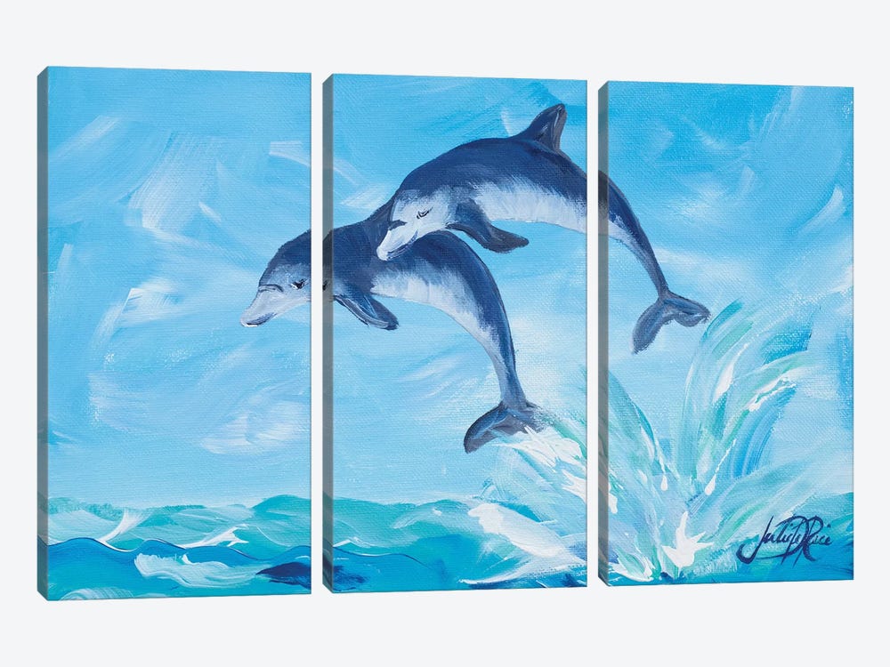 Soaring Dolphins I by Julie Derice 3-piece Canvas Wall Art