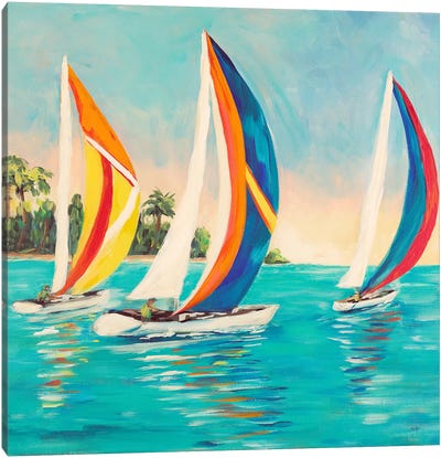 Sunset Sails I Canvas Art Print - Kids Nautical Art