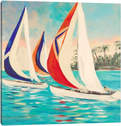 Sunset Sails II Canvas Art Print - Kids Nautical Art