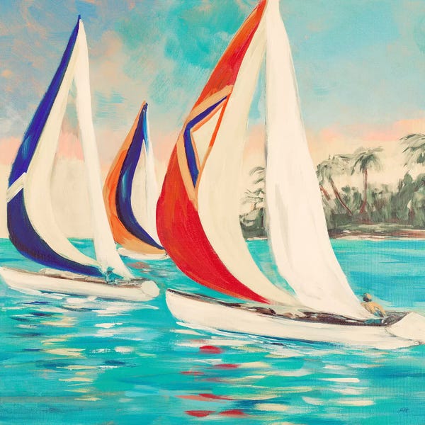 Kids Nautical Art: Sunset Sails II by Julie Derice