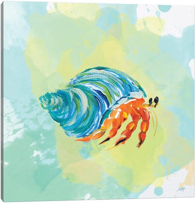Watercolor Sea Creatures II Canvas Art Print - Crab Art