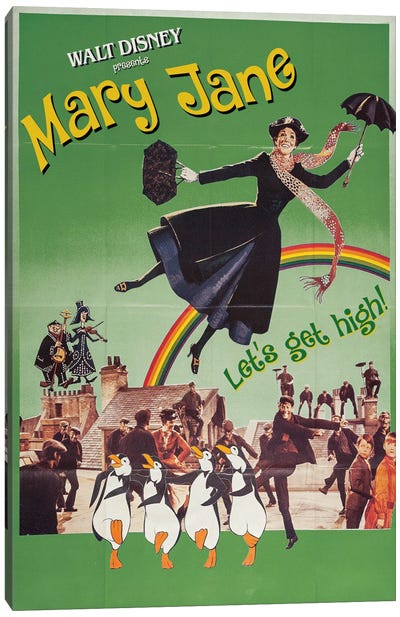 Mary Jane Poppins Canvas Art Print - Marijuana Art