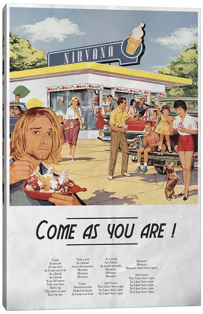 Come As You Are Canvas Art Print - Nineties Nostalgia Art