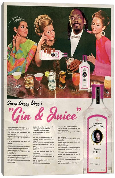 Gin & Juice Canvas Art Print - Nineties Nostalgia Art