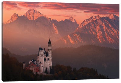 Red Morning Above The Castle Canvas Art Print