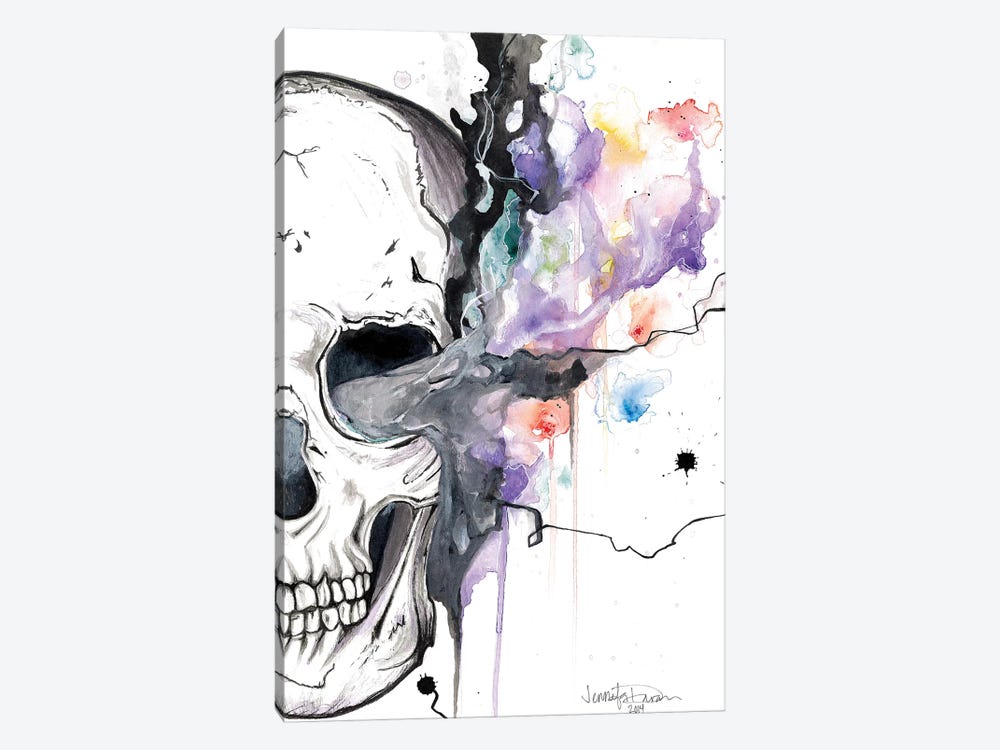Smokin Skull by Jen Duran 1-piece Canvas Art Print