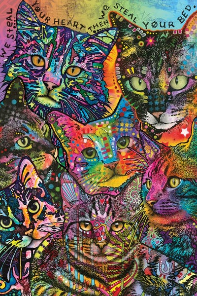 Bed Cats by Dean Russo framed canvas print