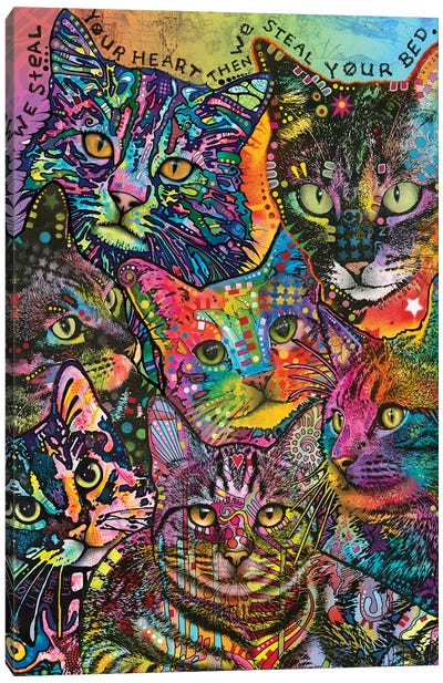 Bed Cats Canvas Art Print - Dean Russo