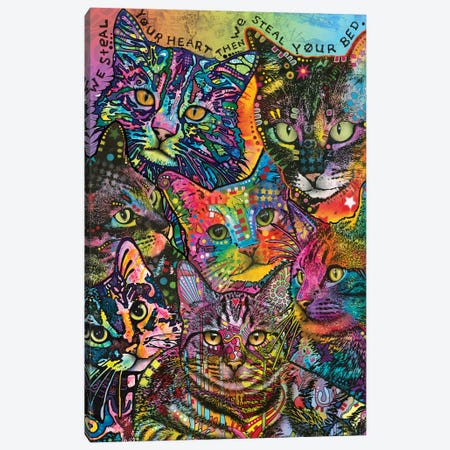 Bed Cats Canvas Print #DRO1056} by Dean Russo Canvas Artwork