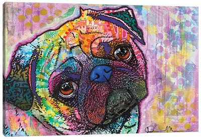 Pug Love Canvas Art Print - Mixed Media Art