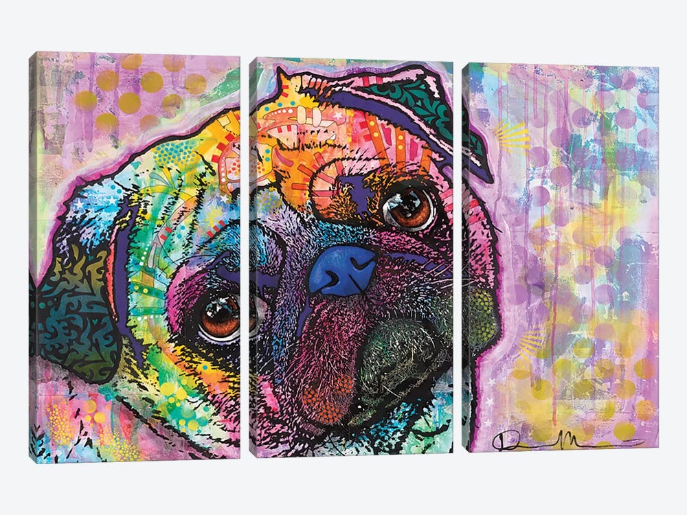 Pug Love by Dean Russo 3-piece Canvas Artwork