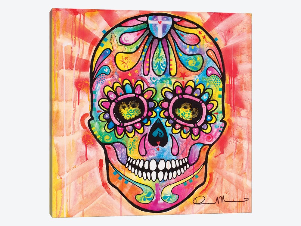 Sugar Skull - Day of the Dead by Dean Russo 1-piece Canvas Artwork