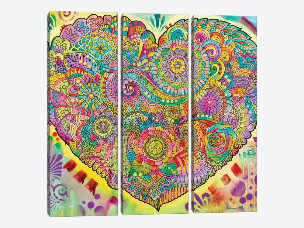 Mandala Of The Heart by Dean Russo 3-piece Canvas Print