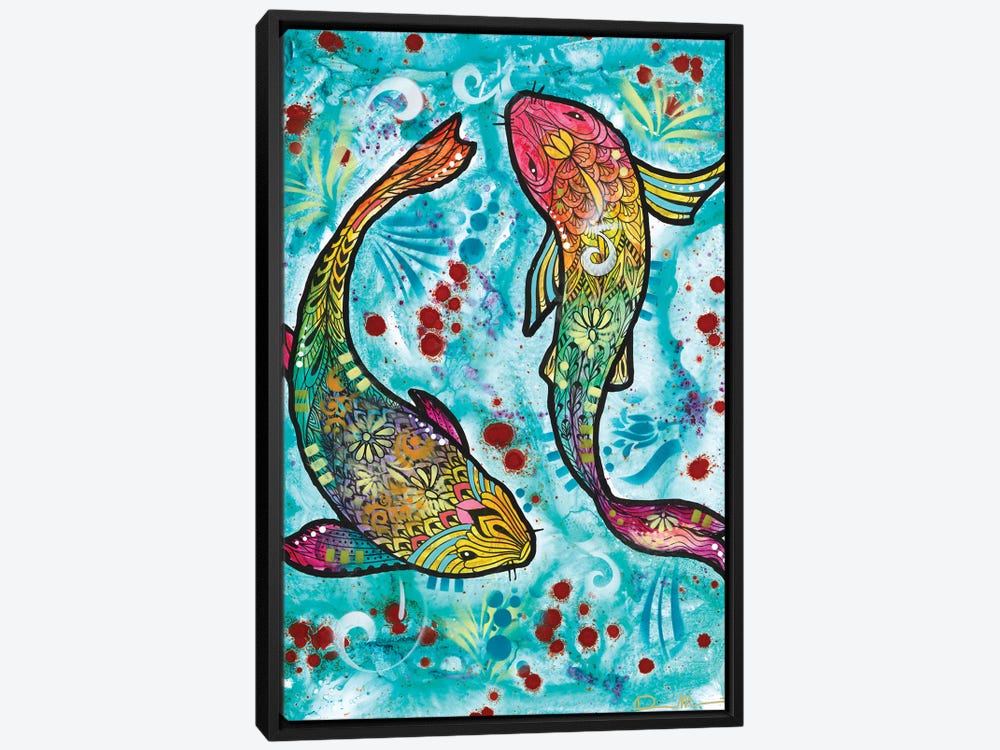 Framed Canvas Art - Pisces Fish by Dean Russo ( Religion & spirituality > Astrology > Zodiac > Pisces art) - 26x18 in