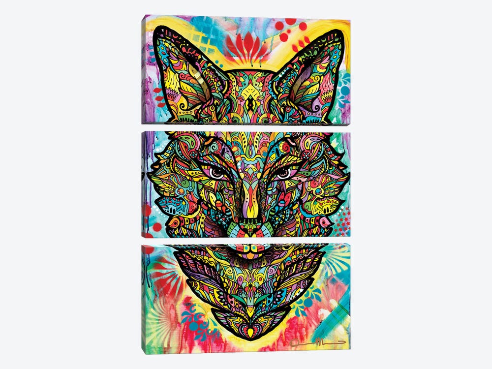 Spiritual Fox by Dean Russo 3-piece Canvas Art Print