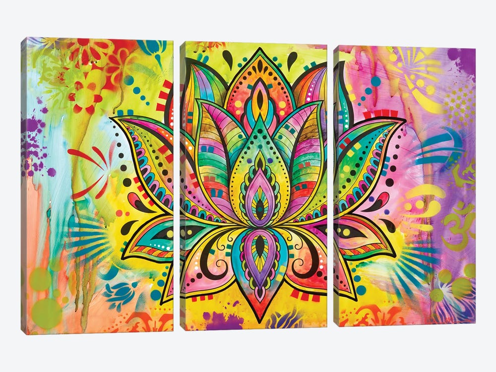 Spiritual Lotus by Dean Russo 3-piece Canvas Art