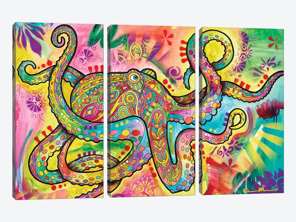 Spiritual Octopus by Dean Russo 3-piece Canvas Print