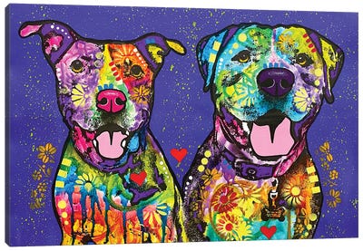 Two Pitties Canvas Art Print - Dean Russo