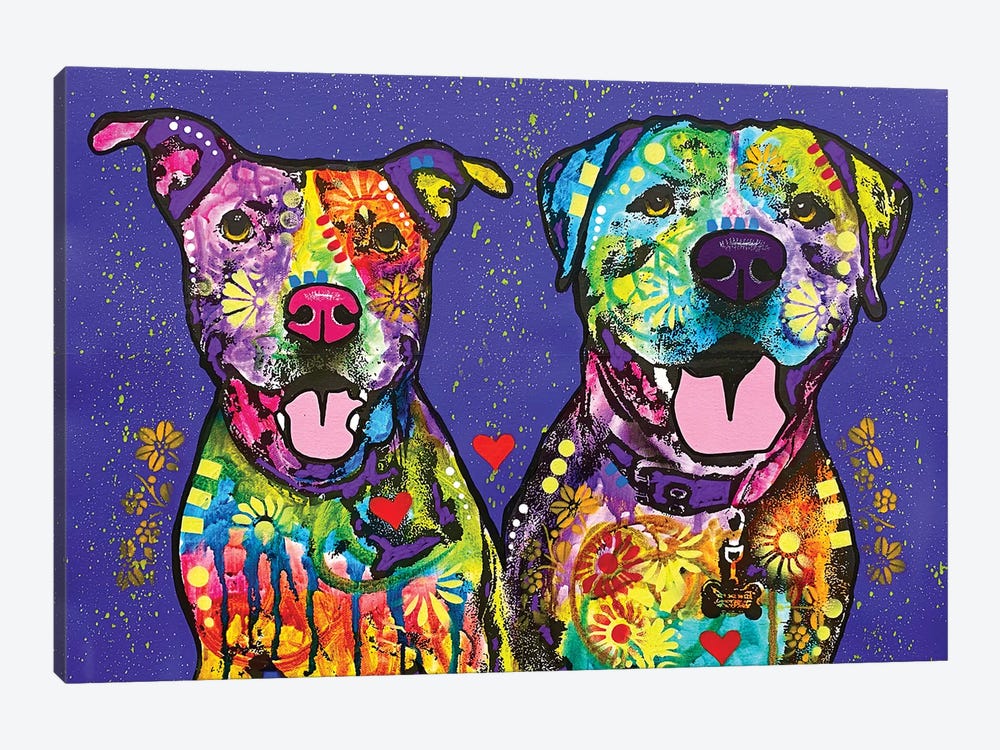 Two Pitties by Dean Russo 1-piece Canvas Wall Art