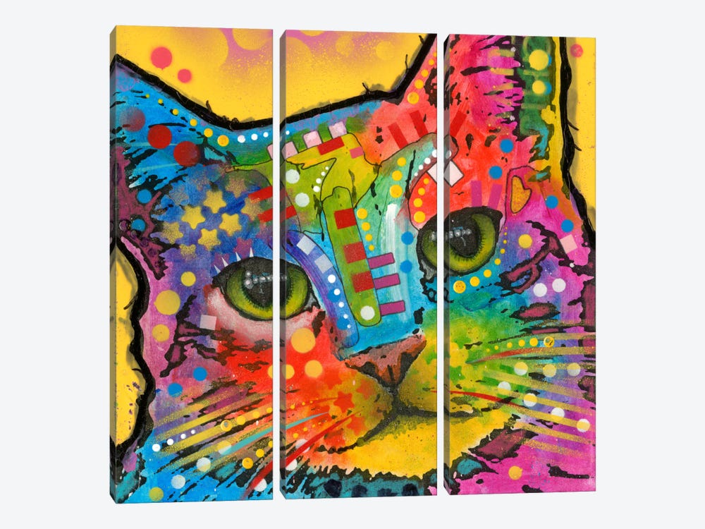 Tilt Cat by Dean Russo 3-piece Canvas Wall Art