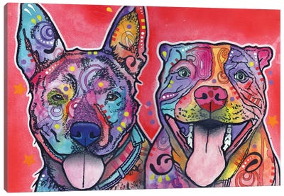 Latte & Hijiki Canvas Art Print - American Pit Bull Terriers