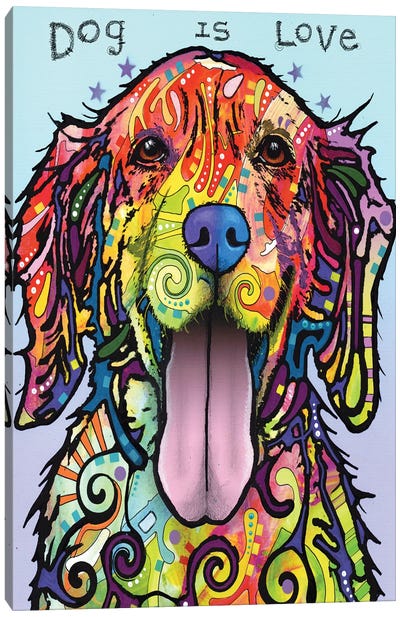Dog Is Love Canvas Art Print - Golden Retriever Art