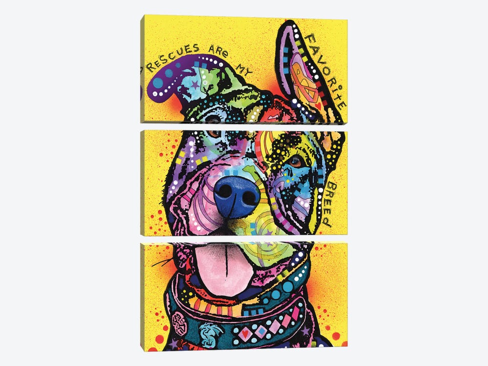 Rescues Are My Favorite Breed by Dean Russo 3-piece Canvas Print