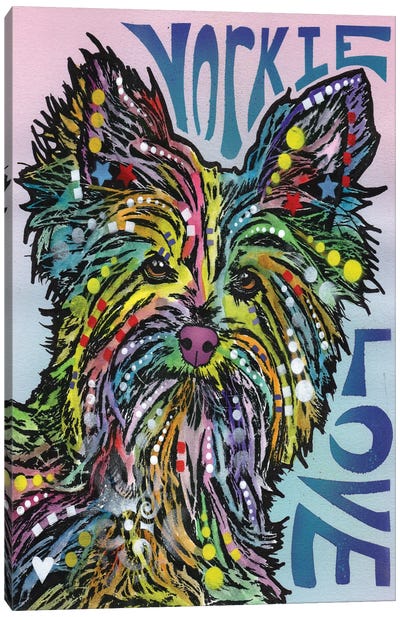 Yorkie Love Canvas Art Print - Yorkshire Terrier Art
