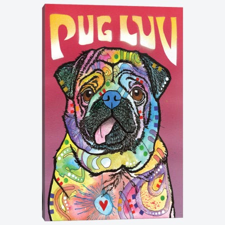 Pug Luv Canvas Print #DRO211} by Dean Russo Canvas Artwork