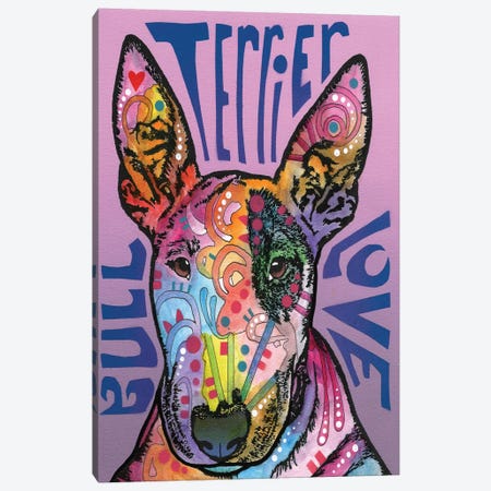 Bull Terrier Love Canvas Print #DRO215} by Dean Russo Canvas Art Print
