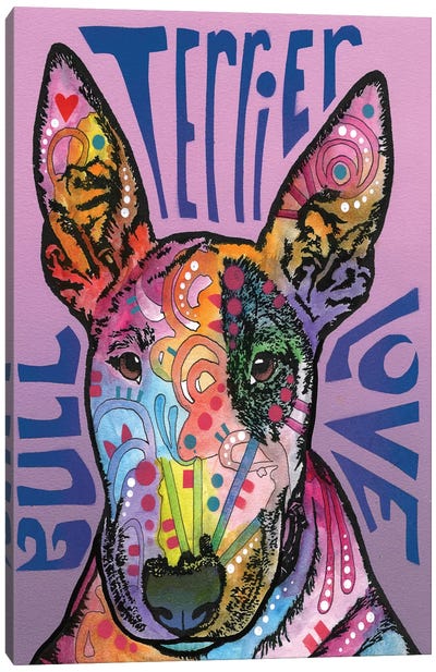 Bull Terrier Love Canvas Art Print - Terriers