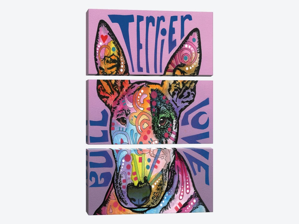 Bull Terrier Love by Dean Russo 3-piece Canvas Art