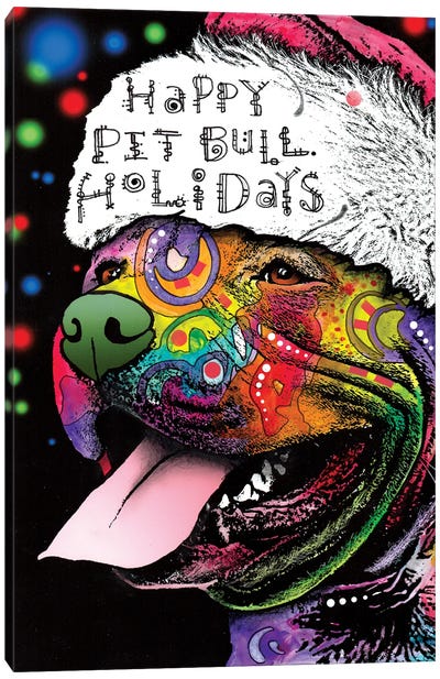 Christmas Pit Bull Canvas Art Print