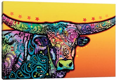 The Longhorn Canvas Art Print - Psychedelic Coral