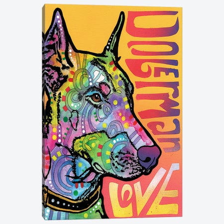 Doberman Love Canvas Print #DRO246} by Dean Russo Canvas Art