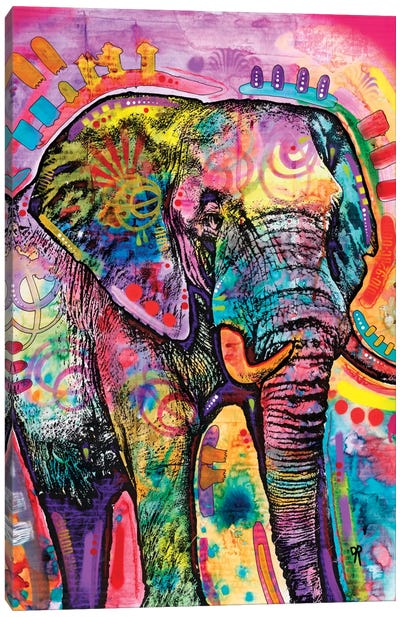 Elephant II Canvas Art Print - Large Colorful Accents