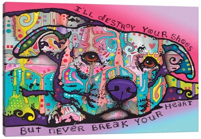 Never Break Your Heart Canvas Art Print - Pit Bull Art