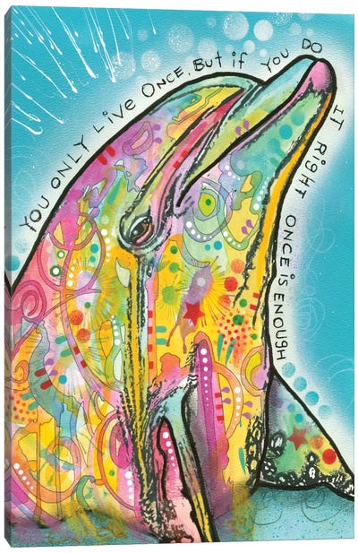 Dolphin Canvas Art Print - Sea Life Art