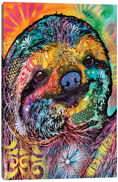 Sloth Canvas Art Print - Large Colorful Accents